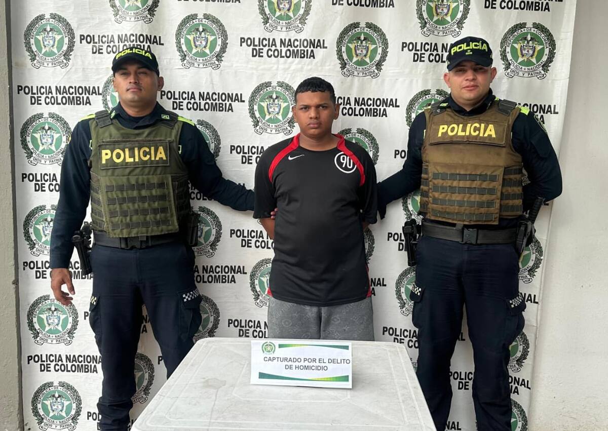 Jeisson Andrés Peinado Rojas, natural de Magangué, es el joven capturado por el asesinato de Yeison Acevedo Díaz en Magangué. //FOTO CORTESÍA POLICÍA NACIONAL.