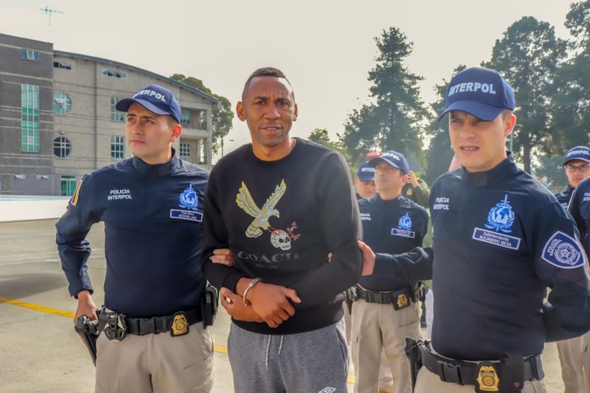 El exjugador de Once Caldas y campeón de Copa Libertadores, Jhon Viáfara, el día de su extradición a Estados Unidos. // Foto: Archivo - Colprensa - Externos.