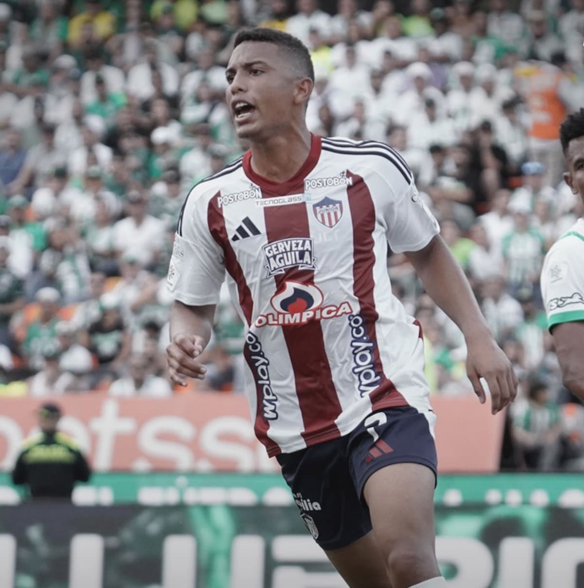 Jordan Barrera anotó uno de los goles de Junior de Barranquilla ante Atlético Nacional este domingo en el estadio Atanasio Girardot.//Cortesía.