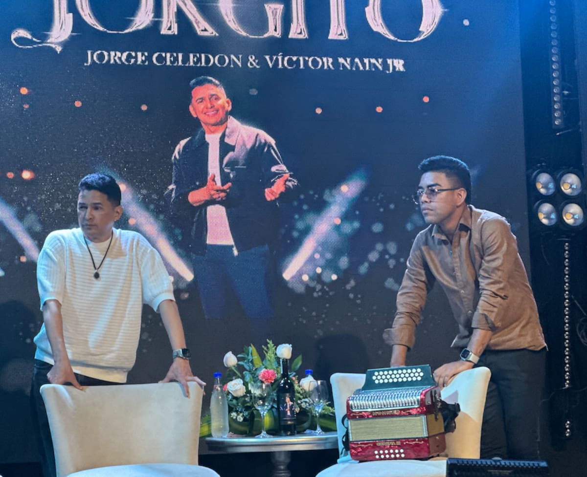 Jorge Celedón y Víctor Naín Jr. presentaron este jueves en Barranquilla el álbum musical 'Jorgito'.//El Universal.