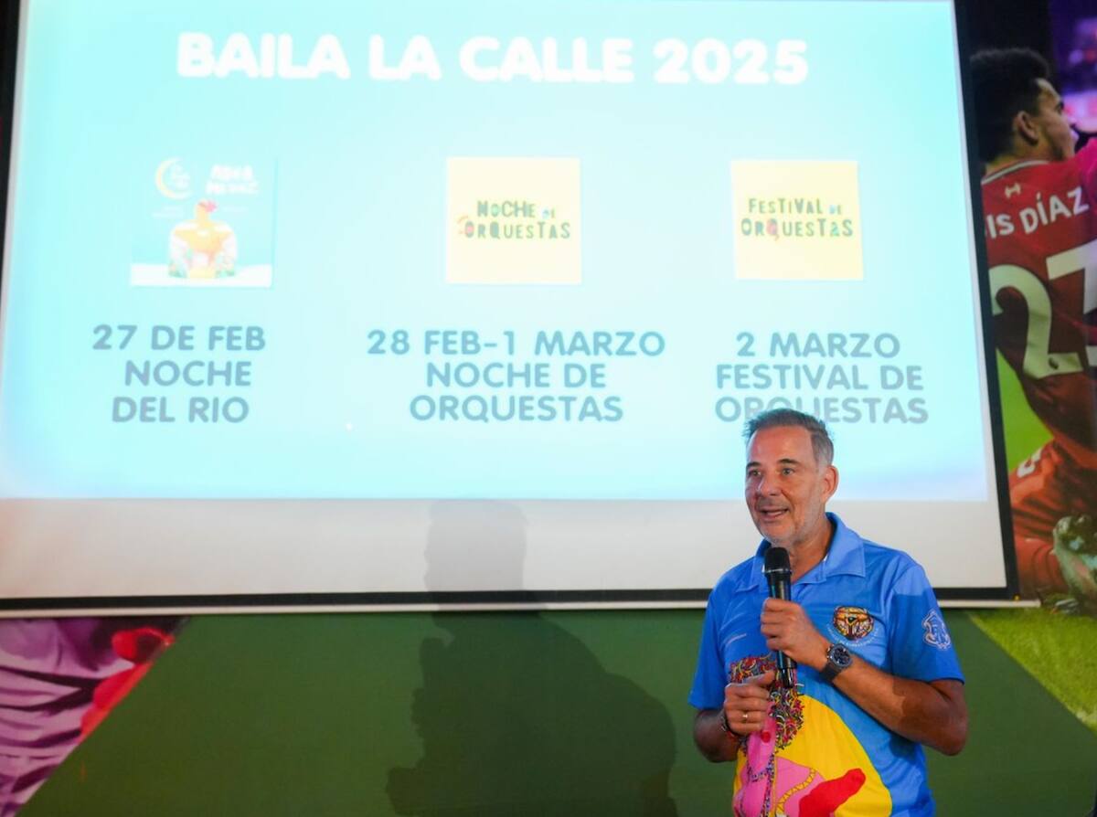 Juan José Jaramillo, director de Carnaval de Barranquilla SAS, durante la presentación. de Baila a la Calle 2025.//Cortesía.
