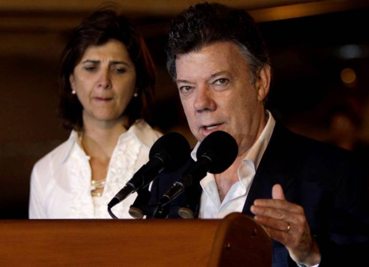 El presidente Juan Manuel Santos estuvo acompañado por la Canciller María Ángela Holguín. AP Franklin Reyes