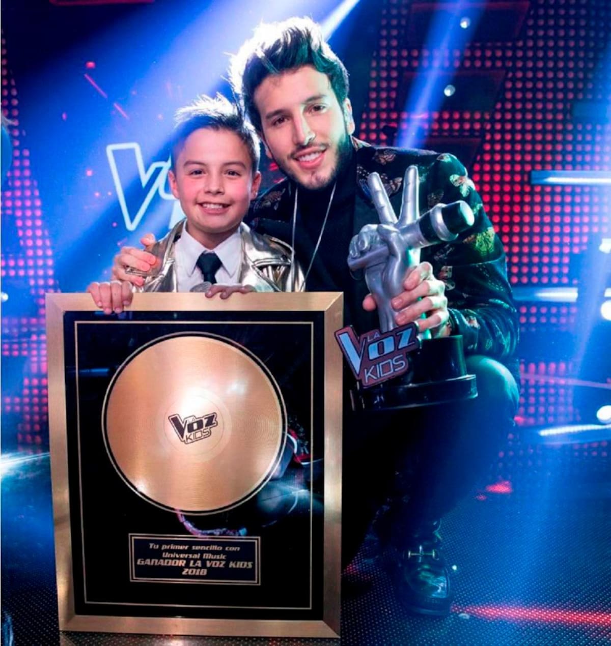 Juanse cuando ganó en La voz kids con Sebastián Yatra. // Archivo - captura de video