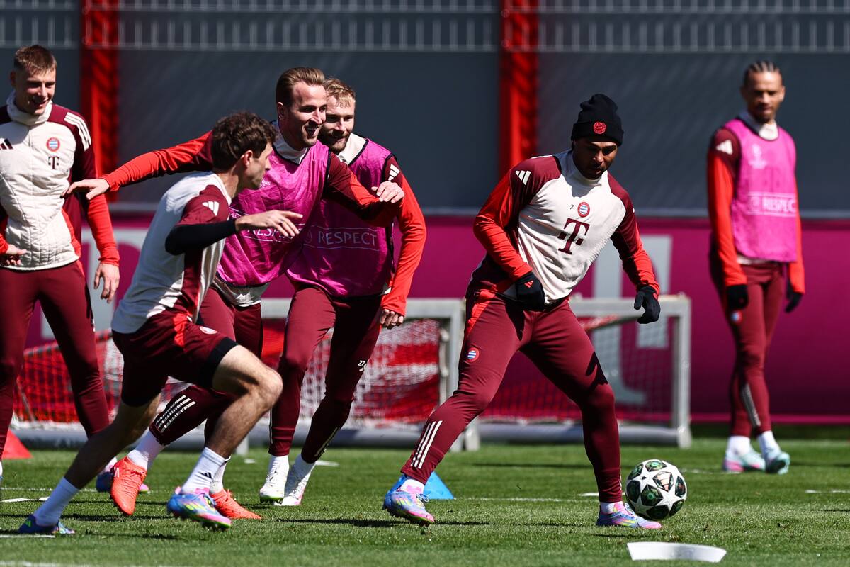 Jugadores del Bayern de Múnich en entrenamientos previos al partido entre Bayern Múnich e Inter de Milán en la Champions League. //EFE