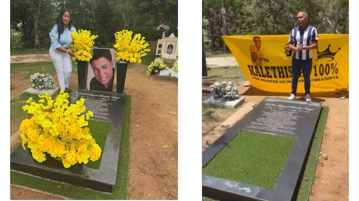 Antes y después de la tumba de Kaleth Morales. //Foto: @nevis_troya.