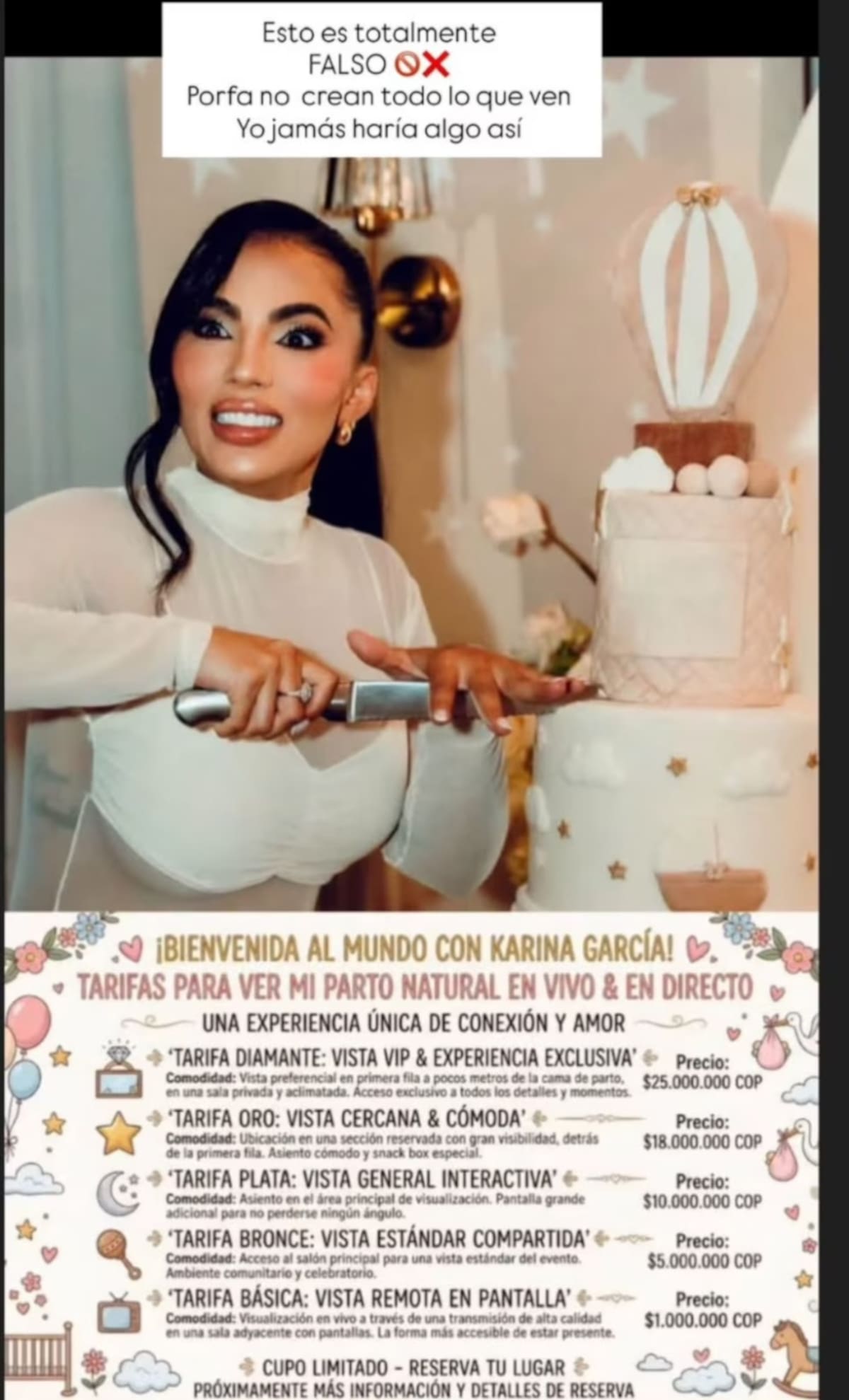 Karina García desmiente supuesta lista de precios para ver su parto en vivo. //Foto: @karinagarciaoficiall.