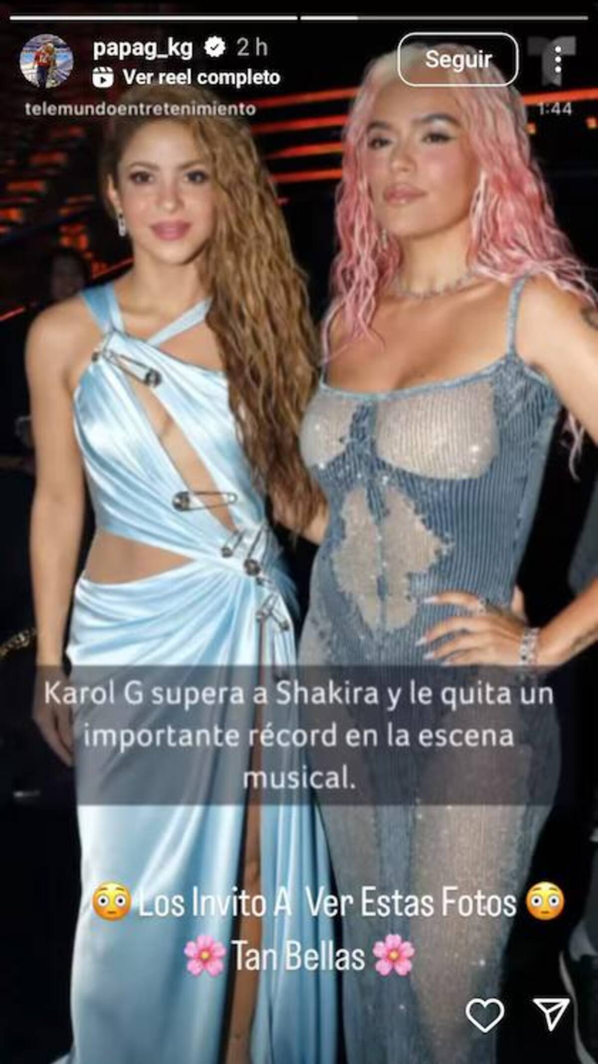 Esta fue la foto que compartió Papá G comparando los logros de Karol G con los de Shakira. //Foto: tomada de redes sociales.