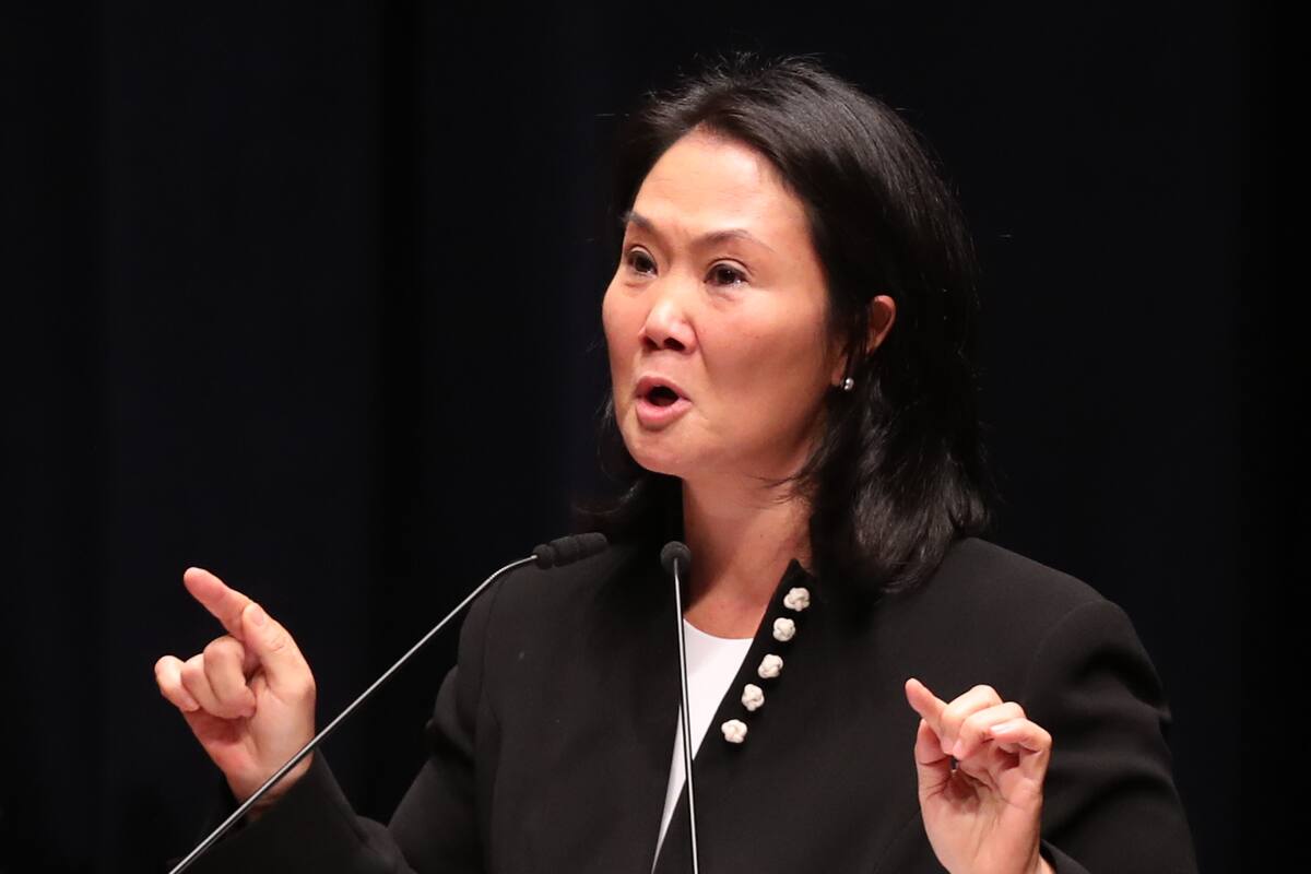 Keiko Fujimori, hija del fallecido expresidente de Perú, Alberto Fujimori. La excandidata presidencial de ese país, arremetió contra Gustavo Petro por pleito de la isla Santa Rosa de Loreto. // EFE - Paolo Aguilar.