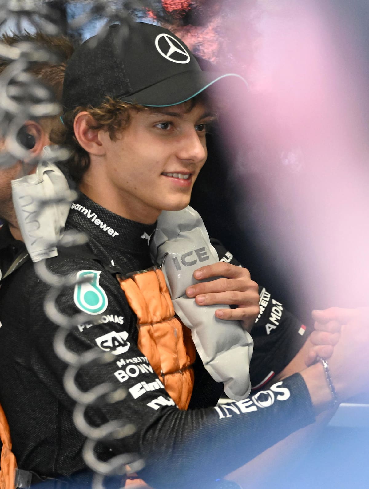 El piloto italiano Andrea Kimi Antonelli durante la primera sesión de entrenamientos del Gran Premio de Italia, en Monza. //EFE