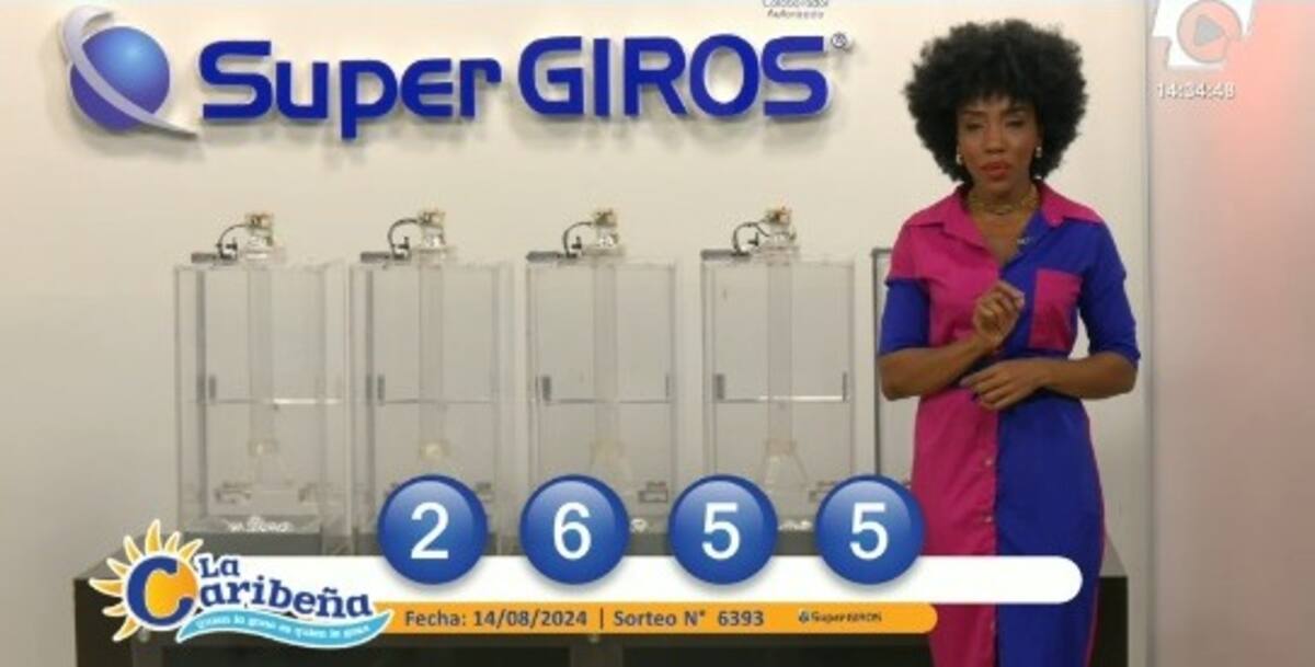 Resultado de la Lotería La Caribeña del miércoles 14 de agosto. // Foto: captura de pantalla