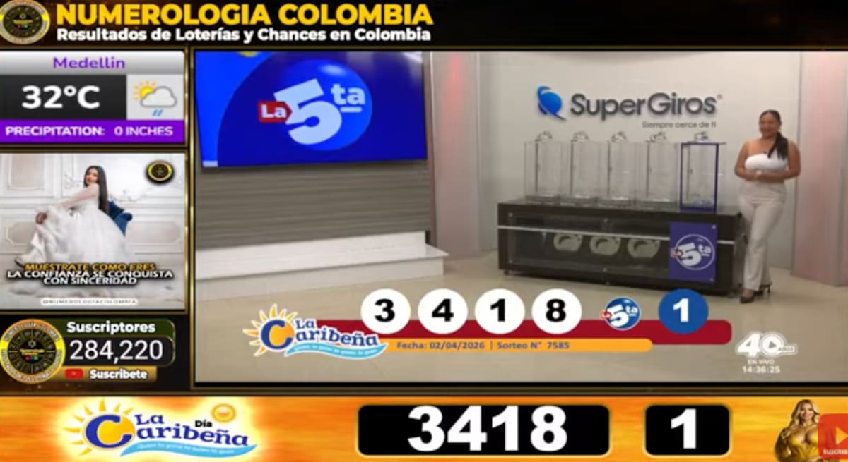 La Caribeña Día del 2 de abril de 2026. // Foto: captura de pantalla