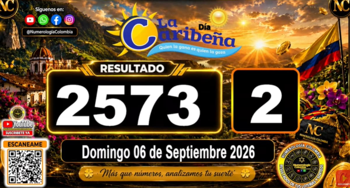 La Caribeña Día del 6 de septiembre de 2026. // Foto: captura de pantalla del canal de YouTube @NumerologíaColombia.