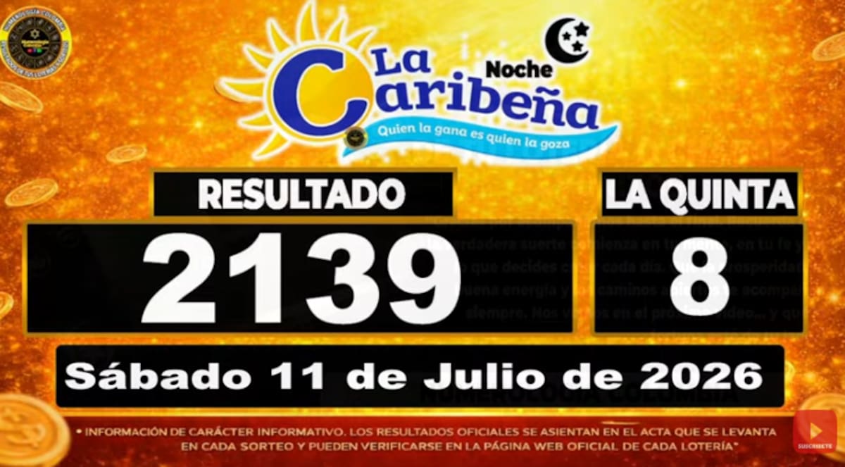 La Caribeña Noche del 11 de julio de 2026. // Foto: captura de pantalla del canal de YouTube @NumerologíaColombia.