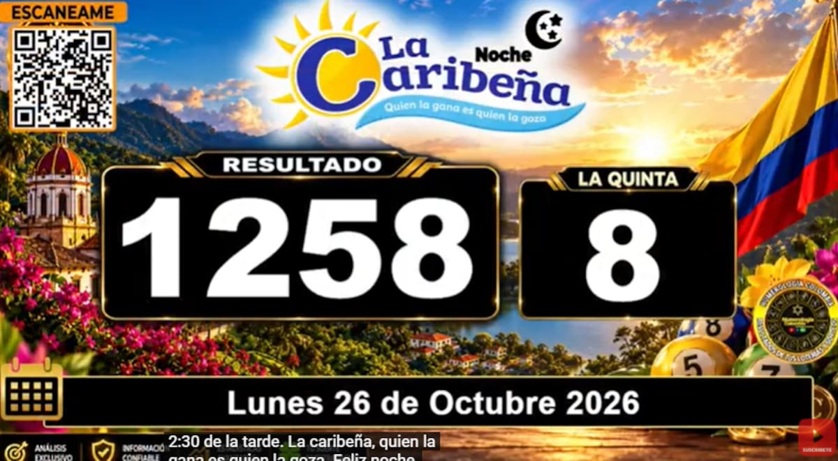La Caribeña Noche del 26 de octubre de 2026. // Foto: Foto: captura de pantalla del canal de YouTube @NumerologíaColombia.