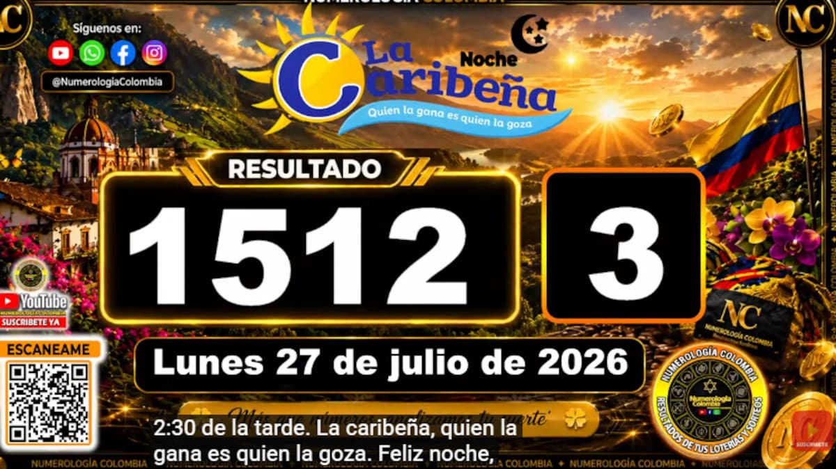 La Caribeña Noche del 27 de julio de 2026. // Foto: captura de pantalla del canal de YouTube @NumerologíaColombia.