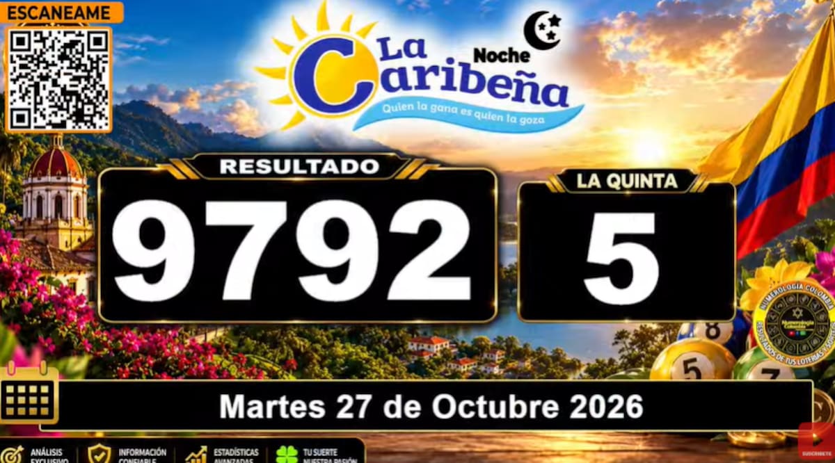 La Caribeña Noche del 27 de octubre de 2026. // Foto: captura de pantalla del canal de YouTube @NumerologíaColombia.