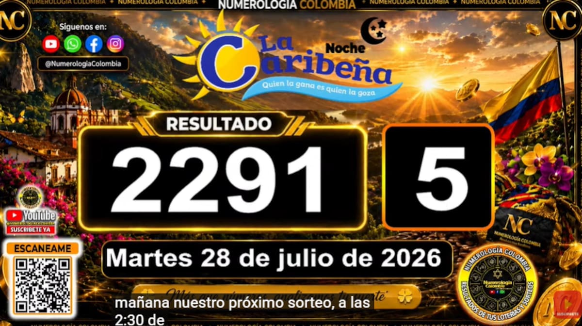 La Caribeña Noche del 28 de julio de 2026. // Foto: captura de pantalla del canal de YouTube @NumerologíaColombia.