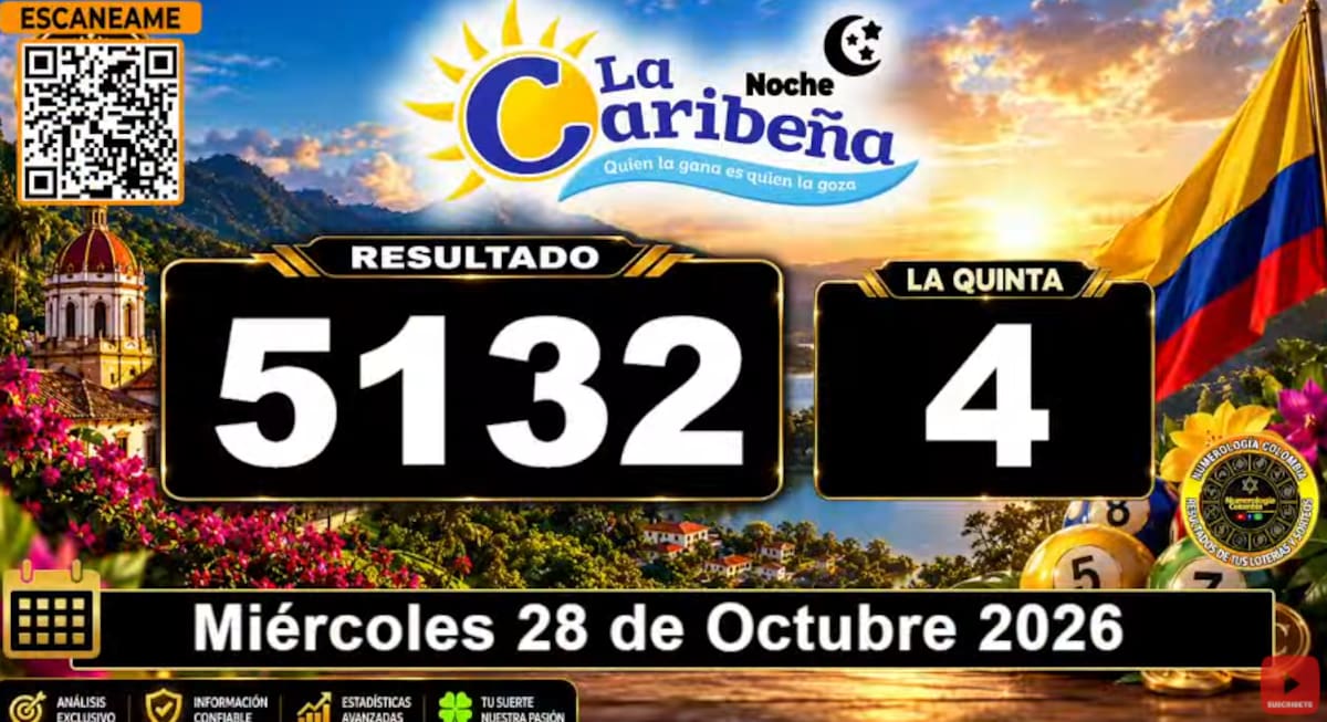 La Caribeña Noche del 28 de octubre de 2026. // Foto: captura de pantalla del canal de YouTube @NumerologíaColombia.