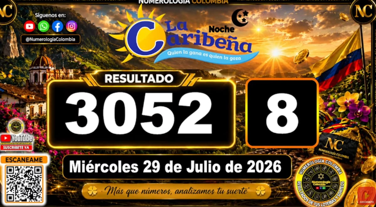 La Caribeña Noche del 29 de julio de 2026. // Foto: captura de pantalla del canal de YouTube @NumerologíaColombia.