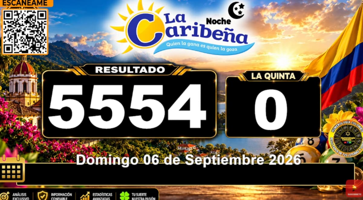 La Caribeña Noche del 6 de septiembre de 2026. // Foto: captura de pantalla del canal de YouTube @NumerologíaColombia.