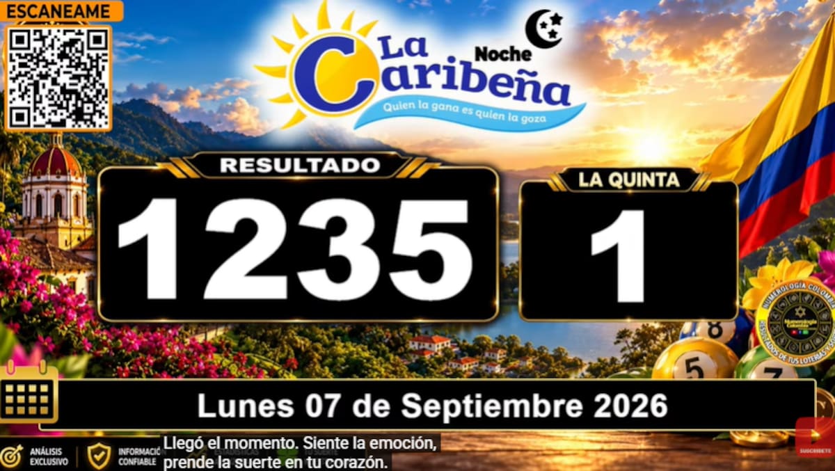 La Caribeña Noche del 7 de septiembre de 2026. // Foto: captura de pantalla del canal de YouTube @NumerologíaColombia.