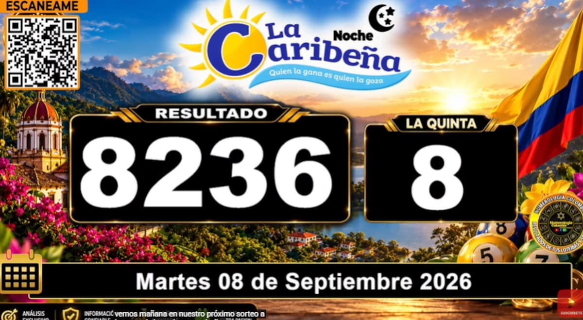 La Caribeña Noche del 8 de septiembre de 2026. // Foto: captura de pantalla del canal de YouTube @NumerologíaColombia.
