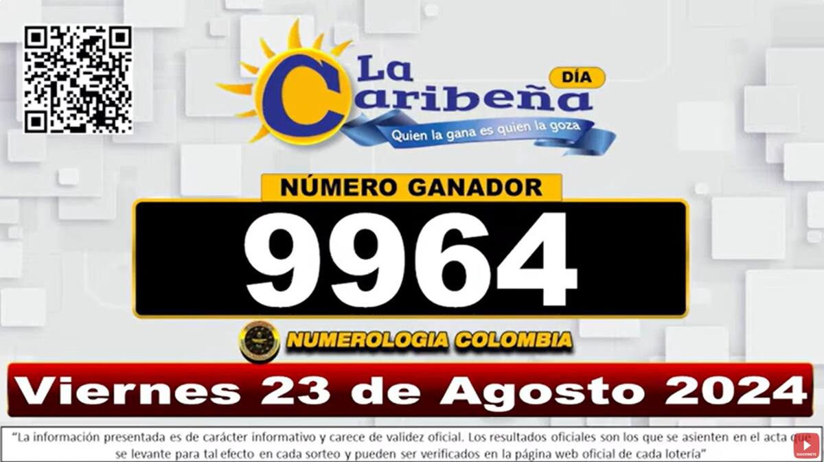 Sorteo de La Caribeña del viernes 23 de agosto.