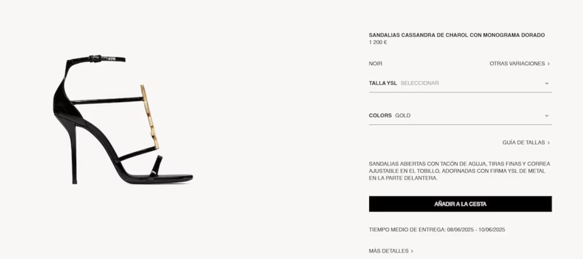 Precio zapatos Yves Saint Laurent. //Foto: captura de pantalla.