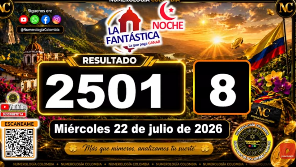La Fantástica Noche del 22 de julio de 2026. // Foto: captura de pantalla del canal de YouTube @NumerologíaColombia.