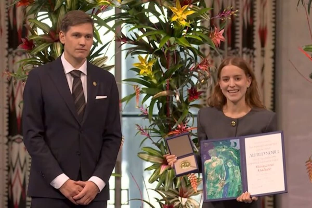 Hija de María Corina Machado recibe el Nobel de Paz en su nombre