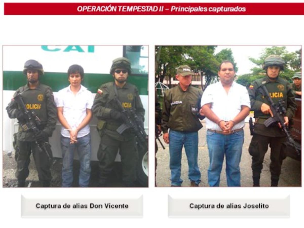 La Policía Nacional dio un duro golpe a Los Rastrojos en el norte del Valle del Cauca, con la captura de 14 presuntos delincuentes. (Colprensa-Policía Nacional).