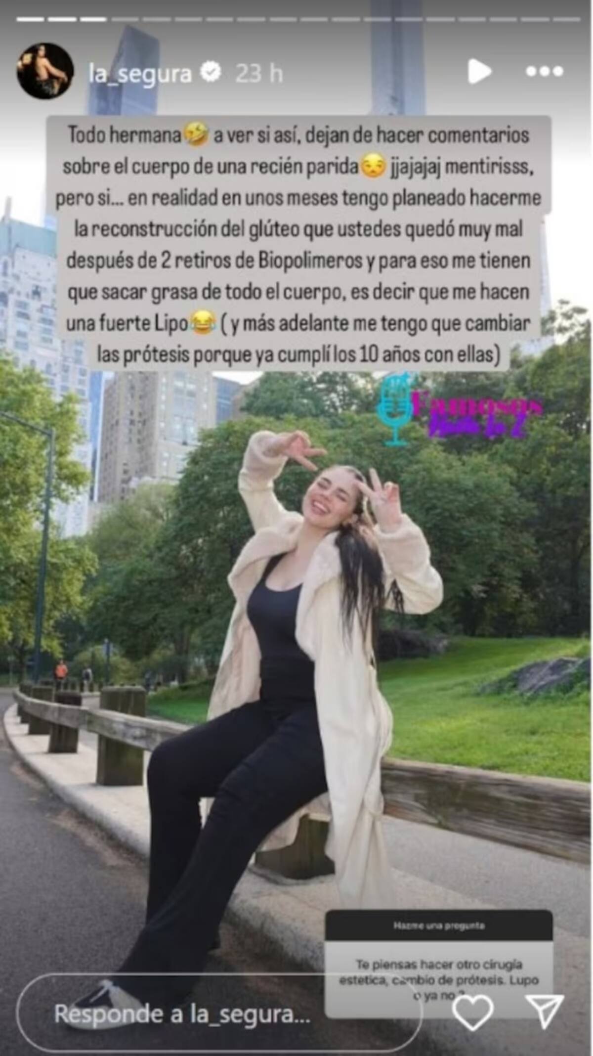 La Segura revela la razón por la que se quiere operar otra vez. //Foto: IG @la_segura.