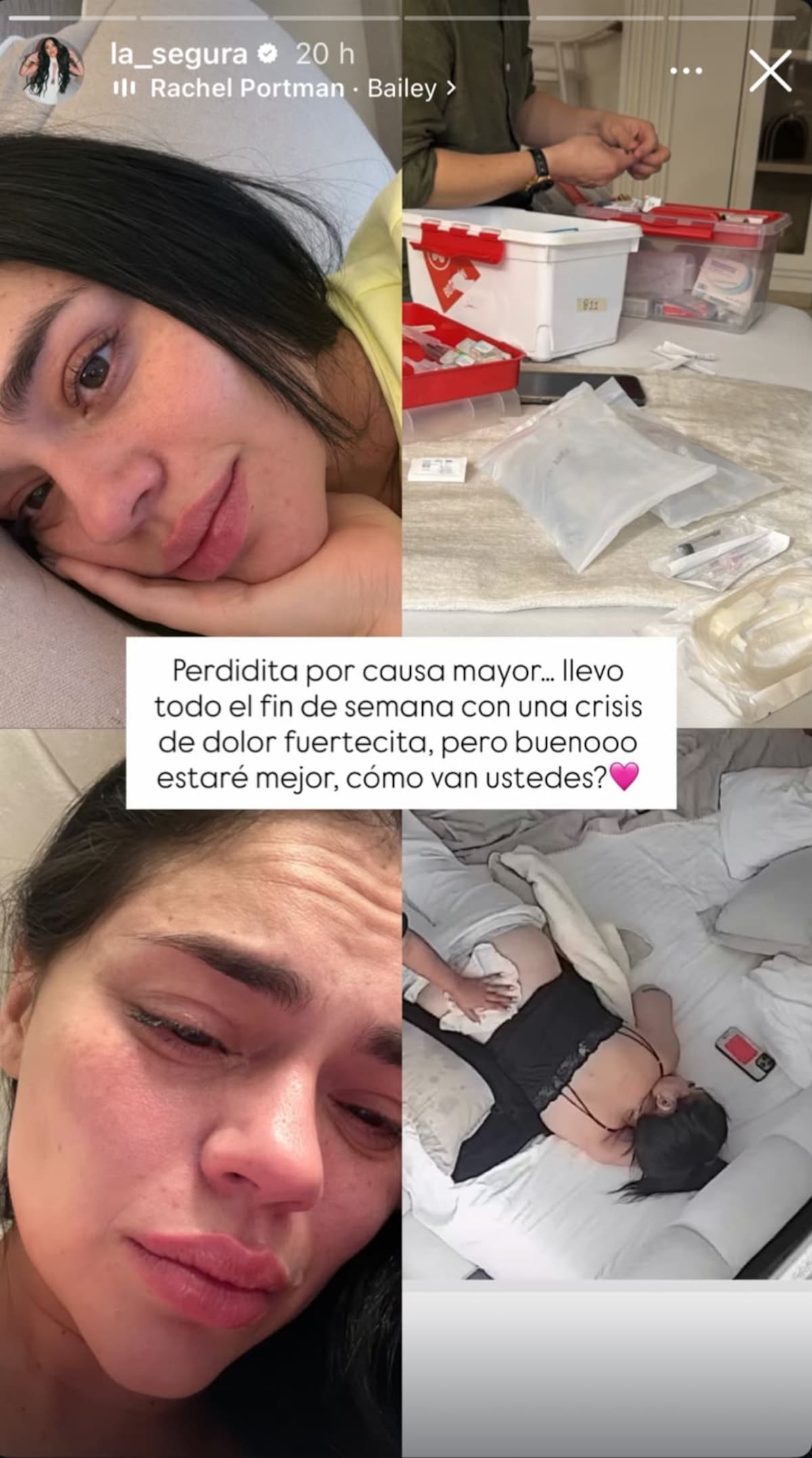 La influenciadora contó que atraviesa una nueva crisis de dolor de espalda. //Foto tomada de IG: @la_segura