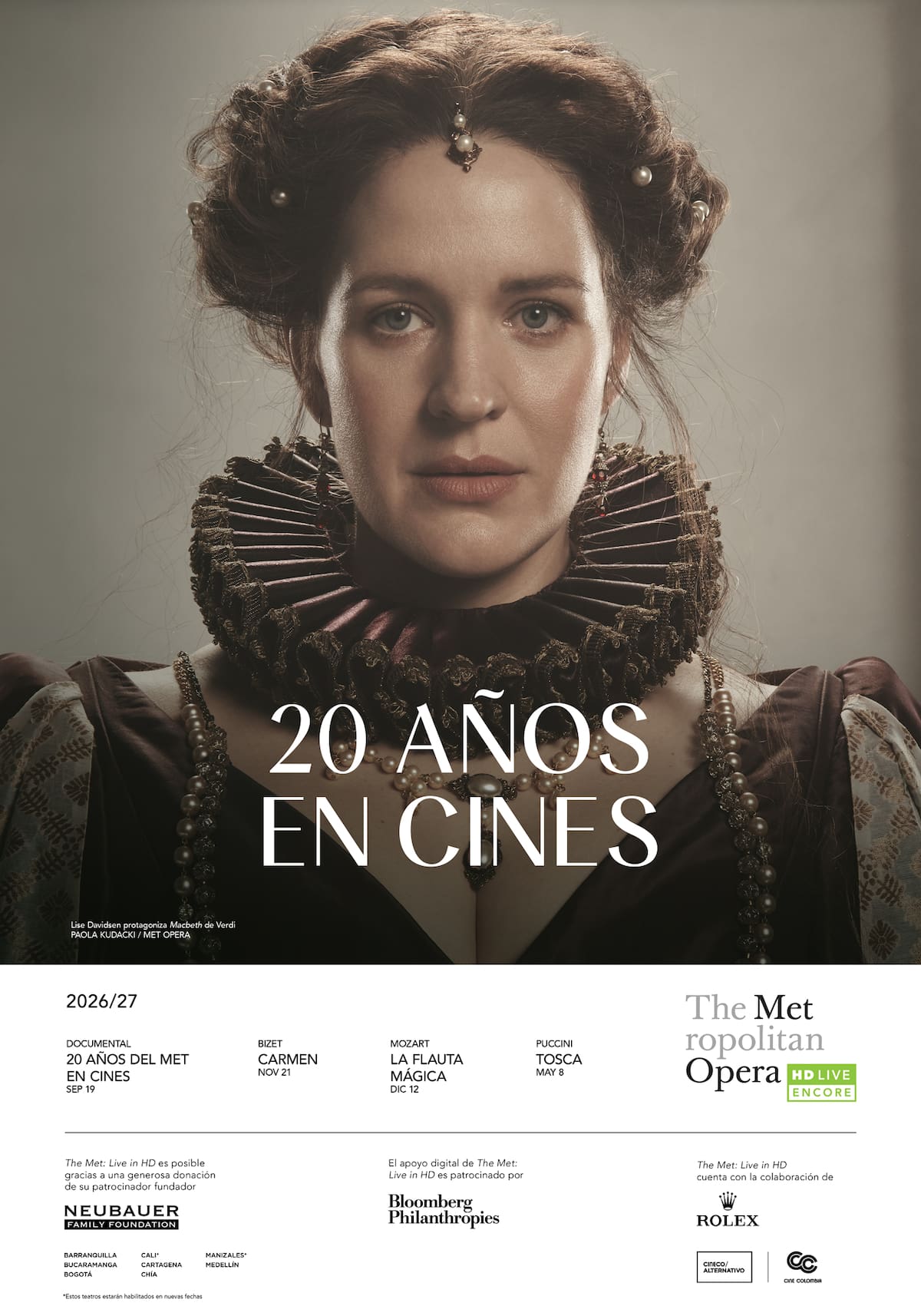 La temporada 2026-2027 reúne diez producciones del Metropolitan Opera, que podrán verse en salas de cine en una experiencia que cruza el lenguaje teatral con los recursos de la pantalla.// Cortesía