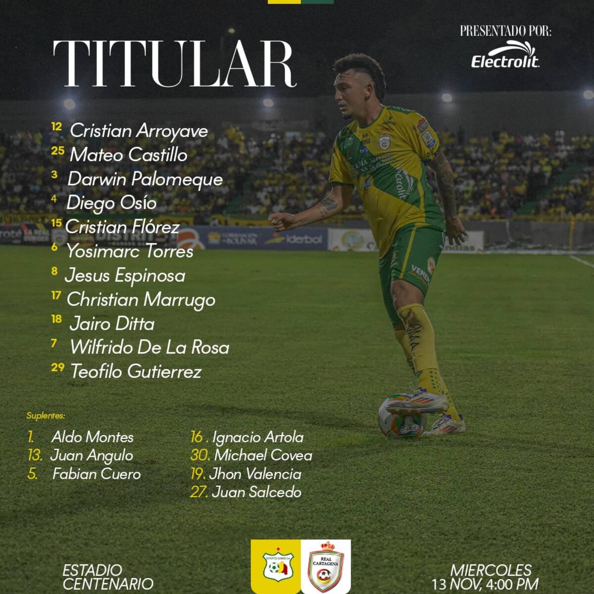 La titular hoy ante Quindío en Armenia.