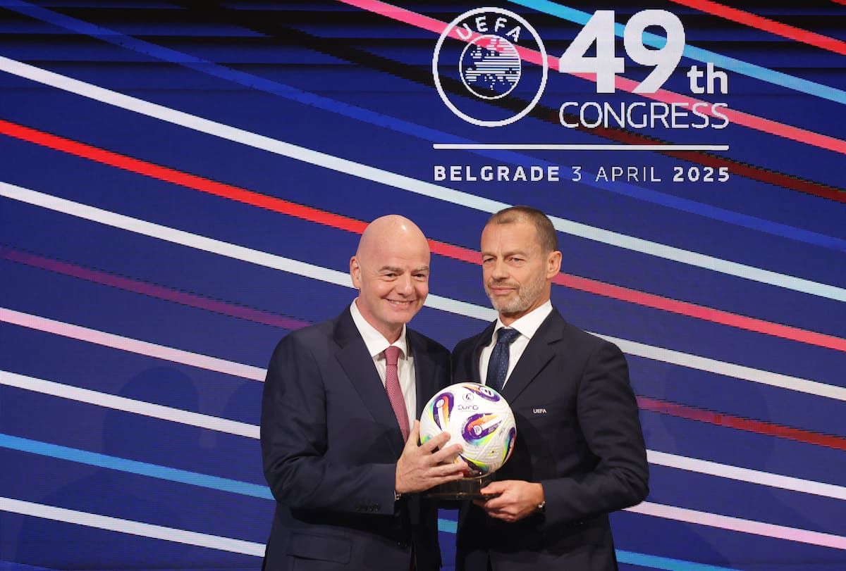 Los presidentes de FIFA Gianni Infantino (IZ) y de UEFA Aleksander Ceferin. //Foto, EFE: ANDREJ CUKIC