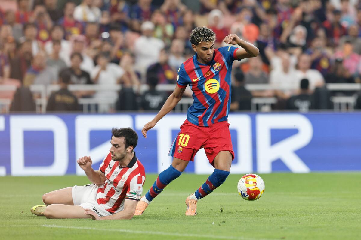 Lamine Yamal quiere brillar en la final de la Supercopa de España. //Foto, EFE: Kai Forsterling