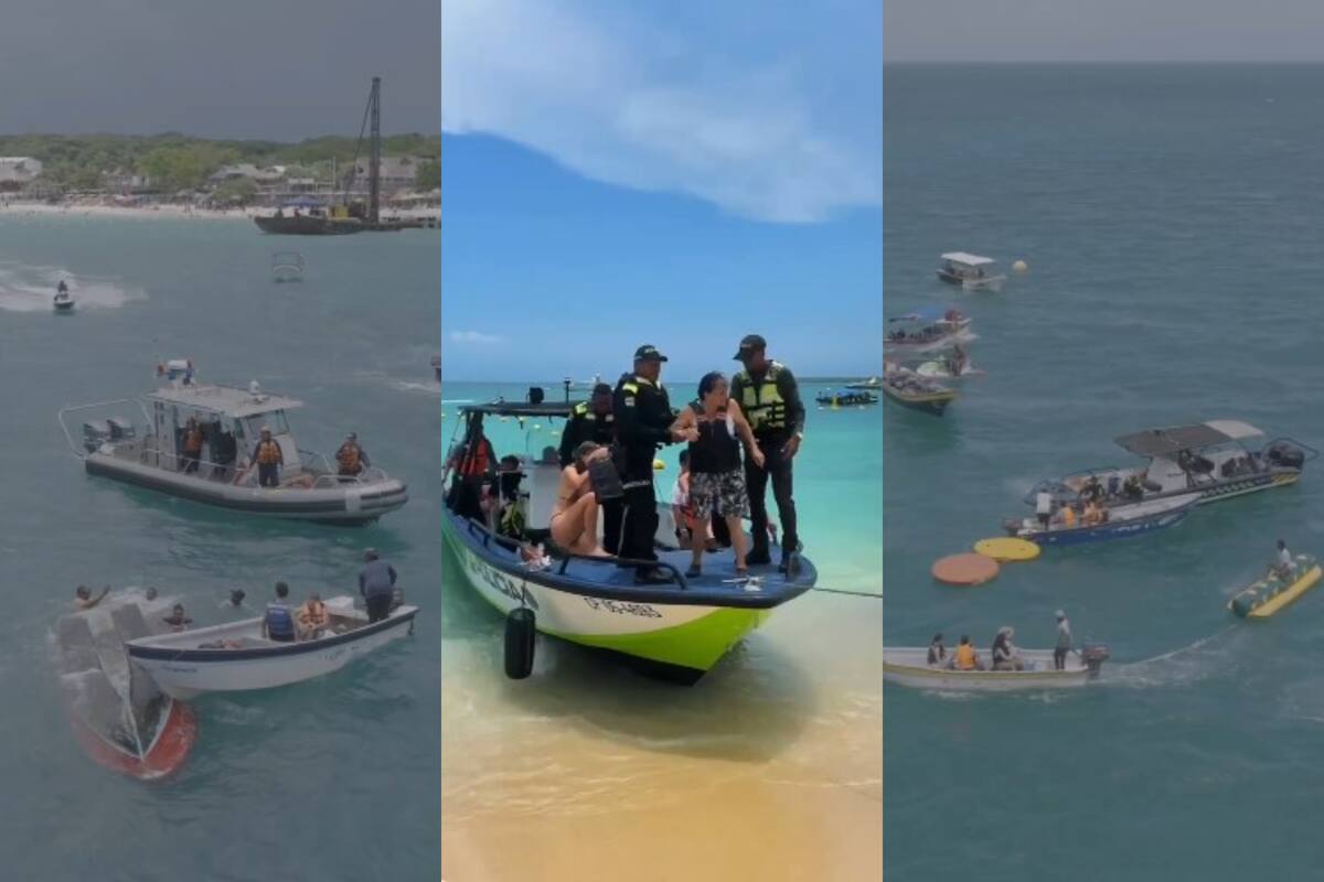 Video: así fue el rescate de turistas que se volcaron en lancha en Cartagena