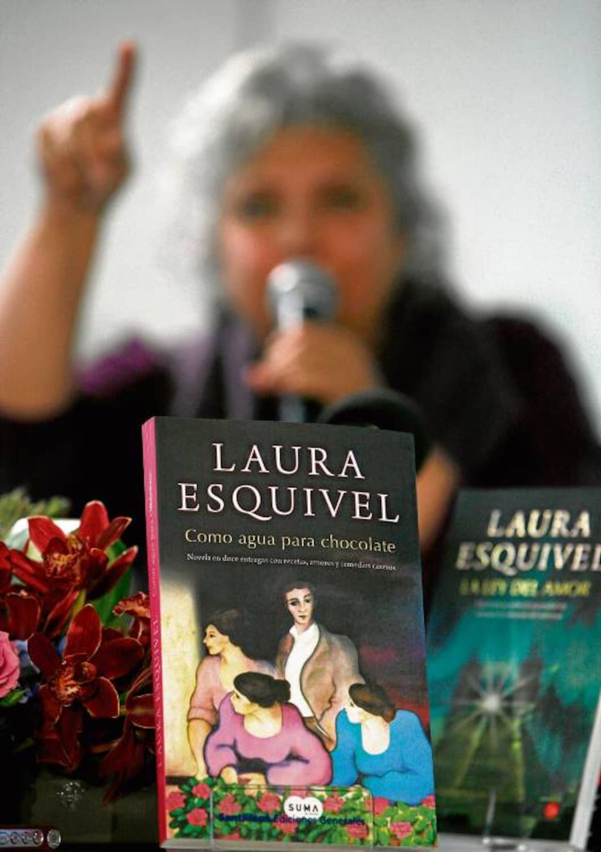 The novel "Like Water for Chocolate" sits on display during a news conference by its author, Mexican writer Laura Esquivel, in Mexico City, Thursday, June 21, 2012. Esquivel announced that Grupo Santillana has acquired the rights to publish all her books. (AP Photo/Marco Ugarte)