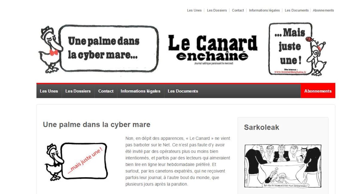 Página web de "Le Canard Enchaîné".