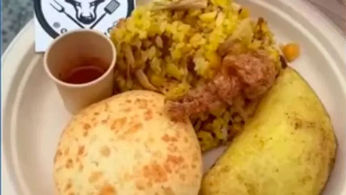 Así fue el plato de lechona que ofrecieron en la feria de Osaka. // Foto: captura de pantalla - Blu Radio