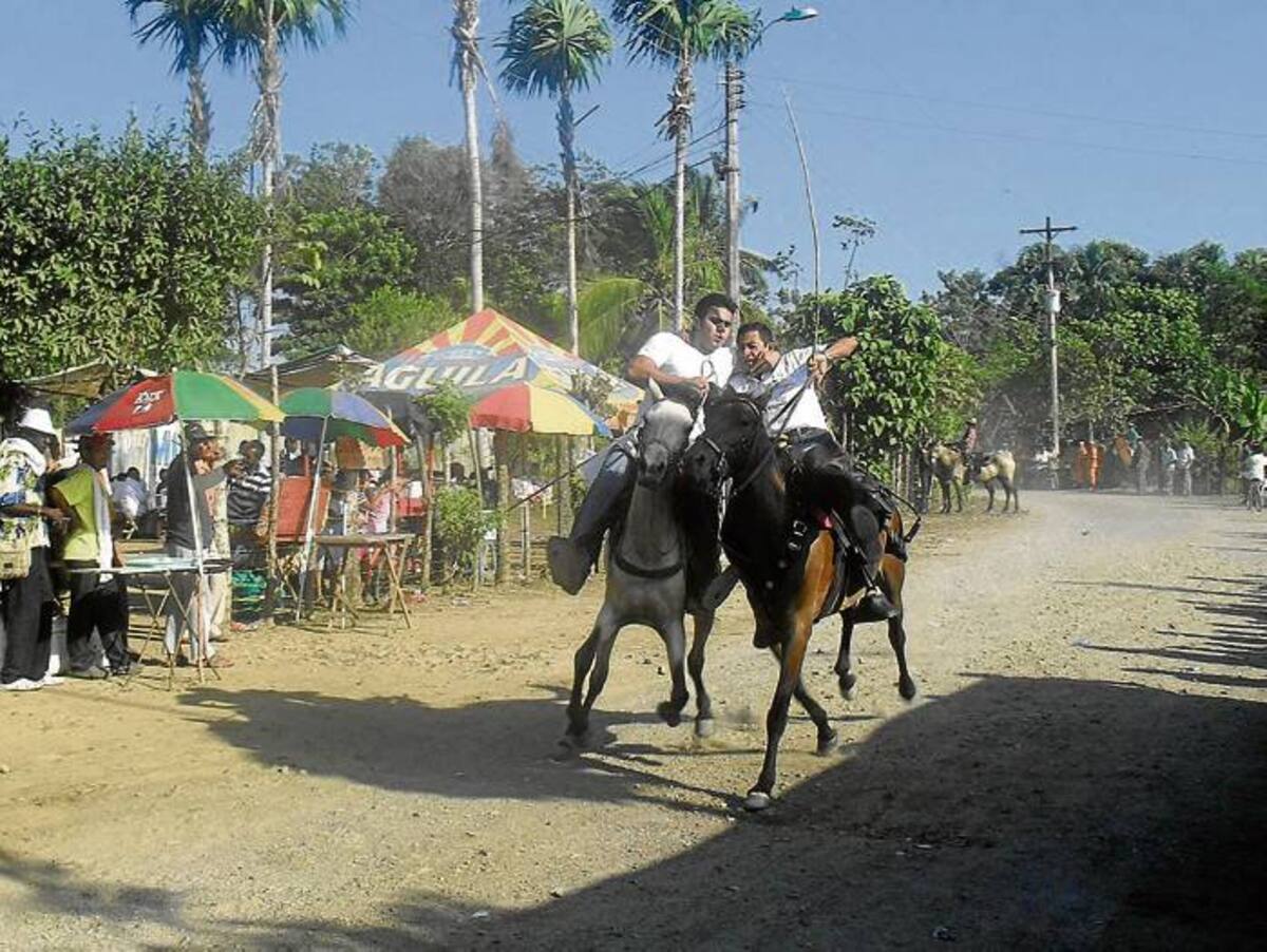 Los jinetes se arriesgan haciendo piruetas sobre los caballos.