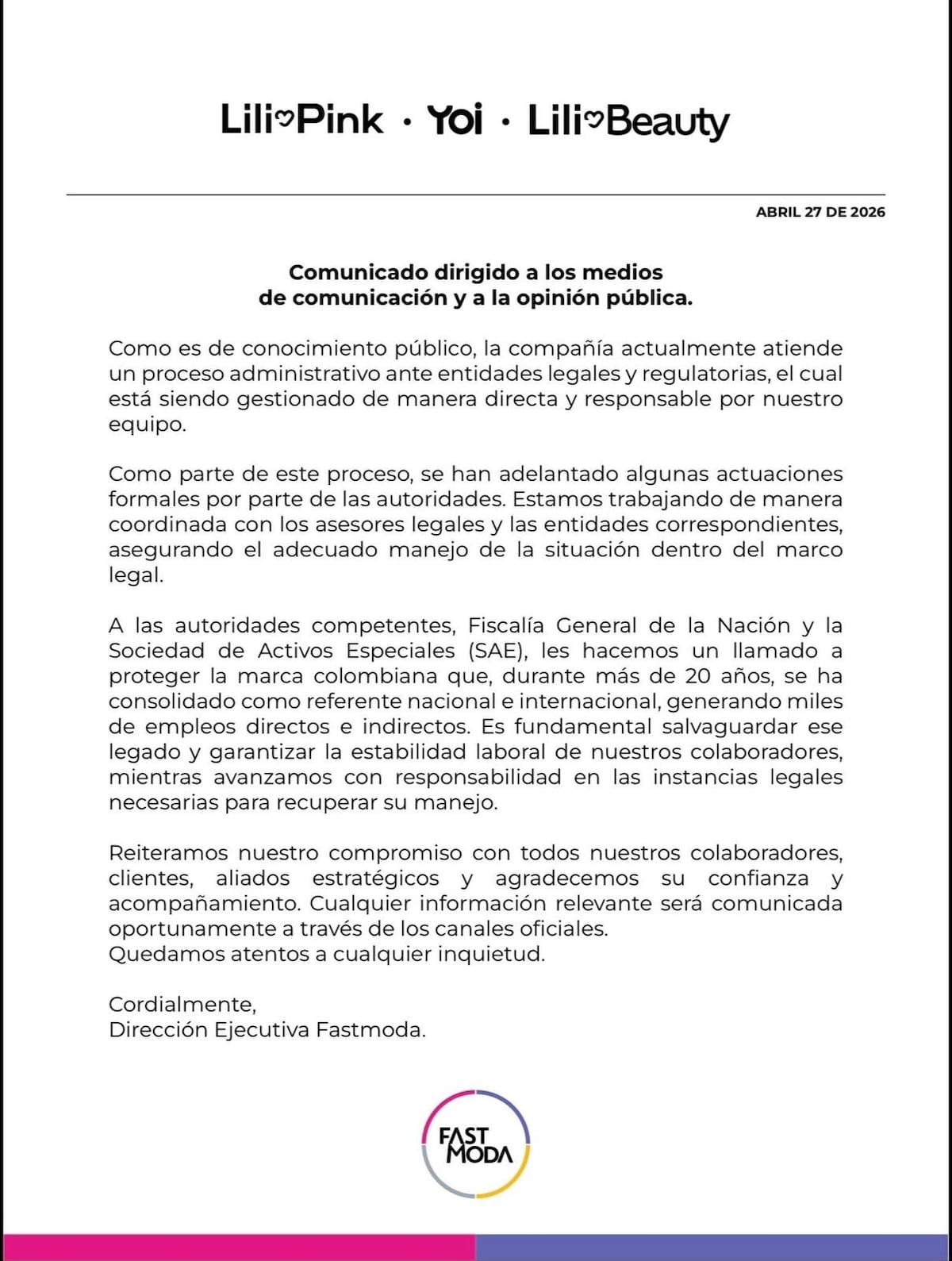 Lili Pink: empresa responde tras operativo por presunto lavado de activos. // captura de pantalla