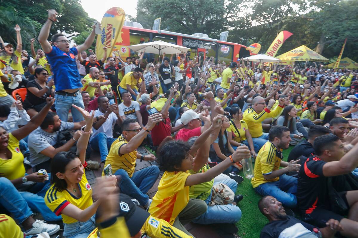 Hinchas de la selección Colombia observan el partido entre Colombia y Paraguay de la Copa América, en Cali (Colombia). //EFE
