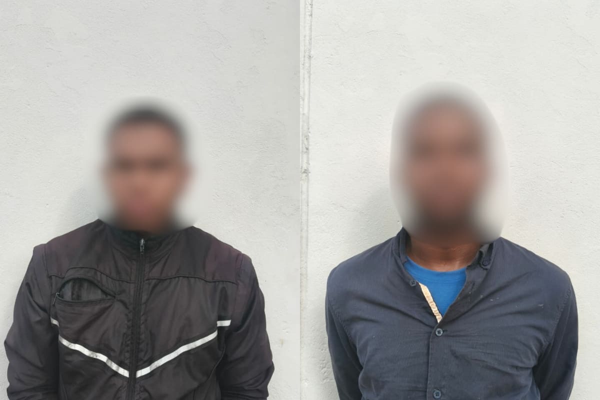 Los dos hombres señalados de intentar atracar a una mujer que iba en su moto, en Cartagena. // Foto: cortesía - Distrito