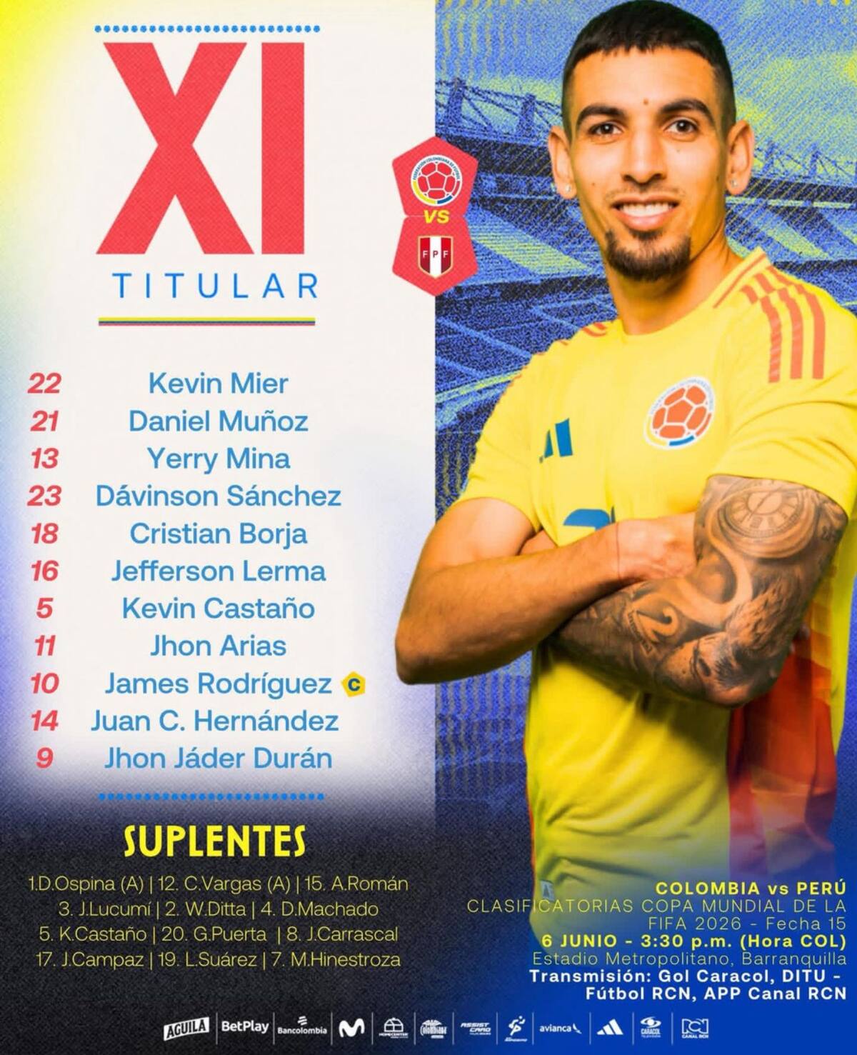 Los once ante Perú.