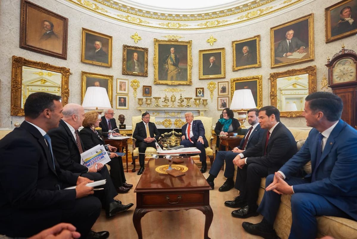 Los presidentes Gustavo Petro y Donald Trump reunidos en la Casa Blanca. // Foto: cortesía de Presidencia