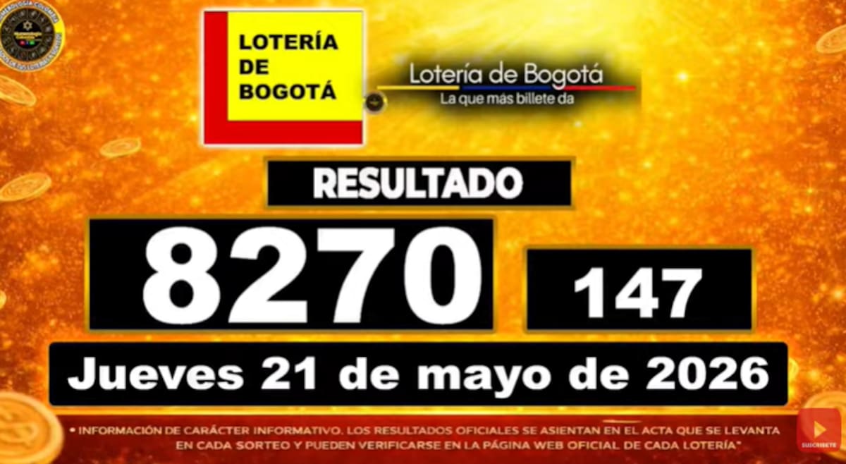 Lotería de Bogotá del 21 de mayo de 2026. // Foto: captura de pantalla