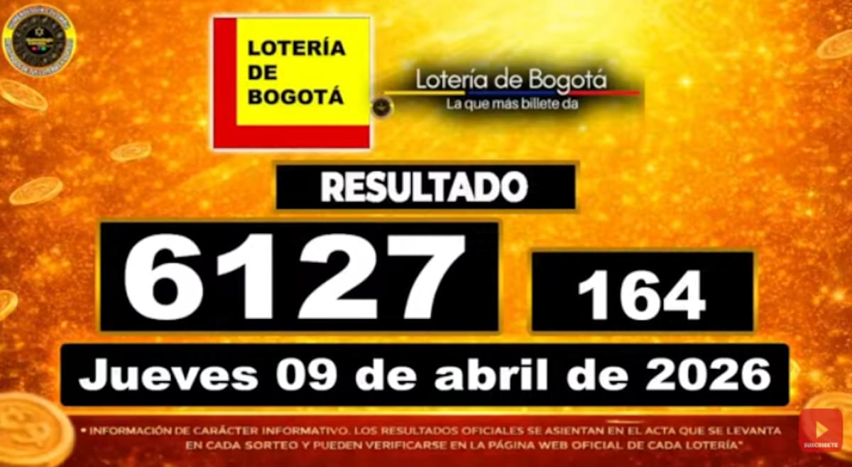 Lotería de Bogotá del 9 de abril. // Foto: captura de pantalla