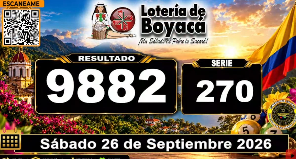 Lotería de Boyacá del 26 de septiembre de 2026. // Foto: captura de pantalla del canal de YouTube @NumerologíaColombia.